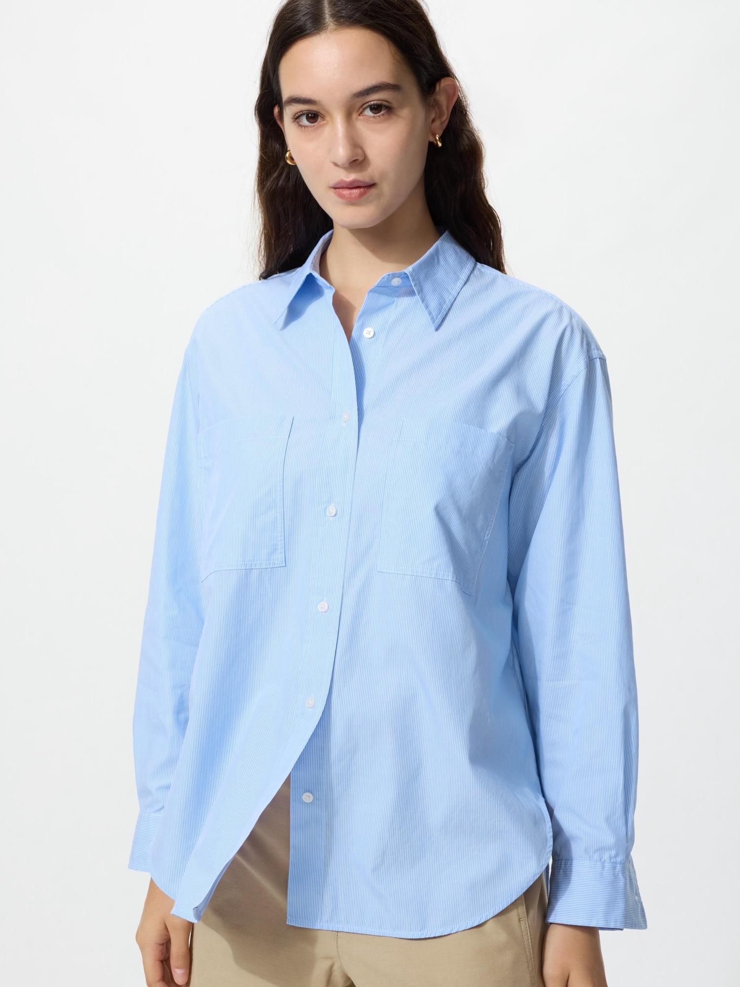 

Uniqlo Хлопковая рубашка оверсайз с длинным рукавом 62 BLUE/WOMEN 3XL