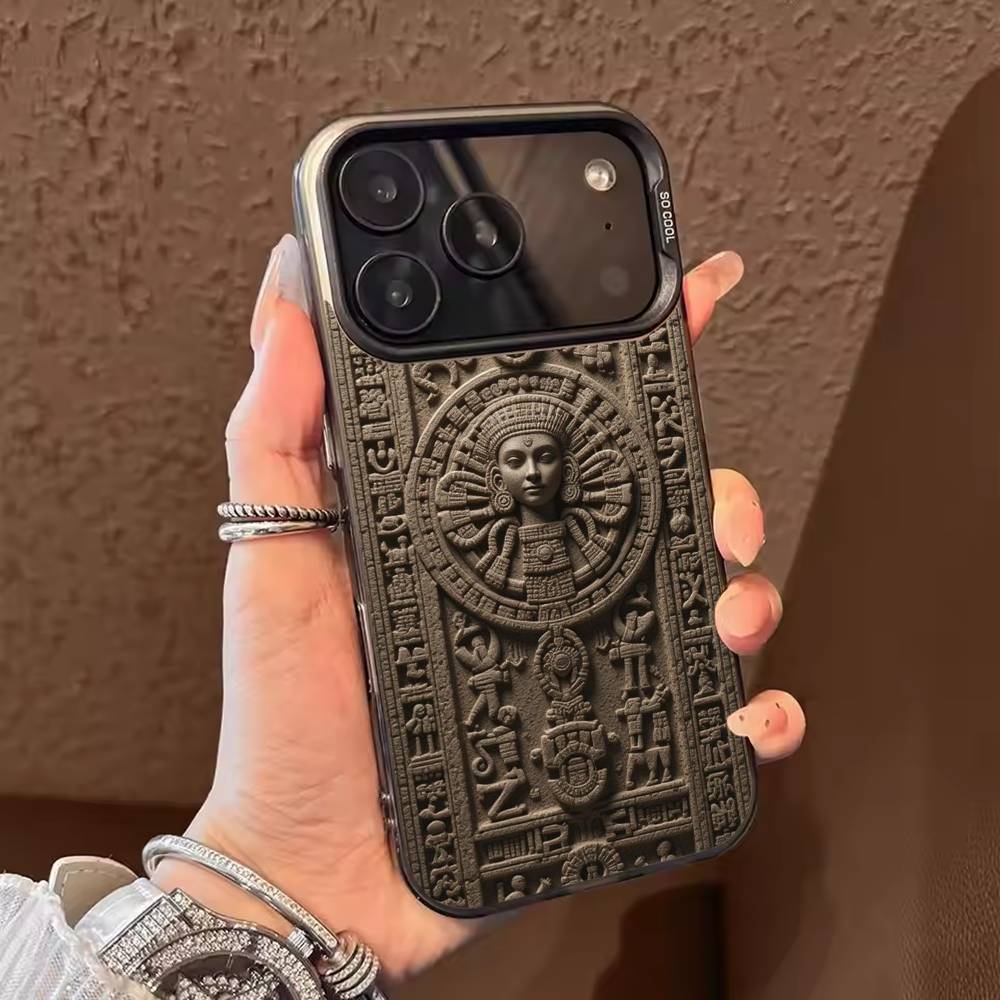 Mayan Aztec Calendar Statue  Phone Case For iPhone 17 16 15 14 13 12 11 Pro Max Plus Silver Matte Black Cover