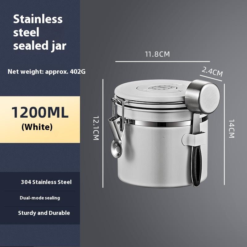 Coffee Beans Vacuum Sealed Jug,Stainless Steel Food Airtight Container forKitchenware,Portable Grain Storage Can for Kitchen