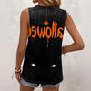 Women Sleeveless Tank Top Square Neck Ruffle Detail Halloween Print Casual Summer Vest Shirt for Daily Wear