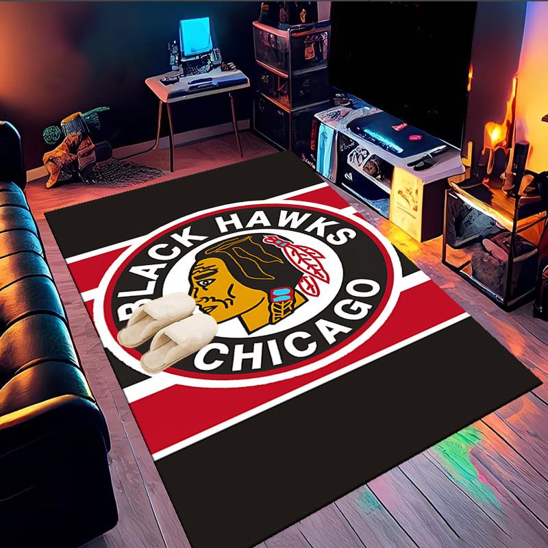 Chicago-Blackhawks Logo Bereichsteppich Geeignet für Innen- und Außenbereiche, Teppiche für Küchen, Häuser, Büros, Wohnzimmer, Heimdekoration, Weihnachtsgeschenk