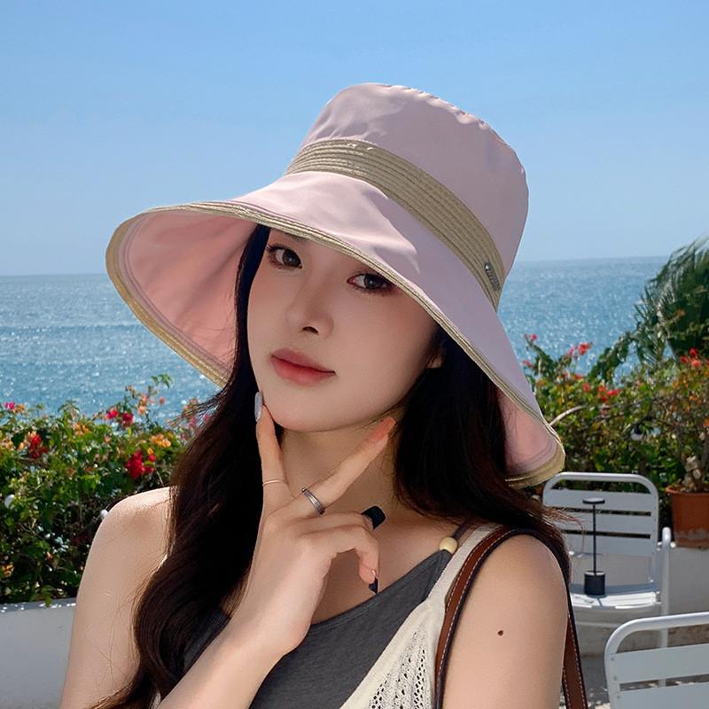 Summer Wide Brim Sun Hat With Butterfly Bow For Outdoor Sun Protection Women