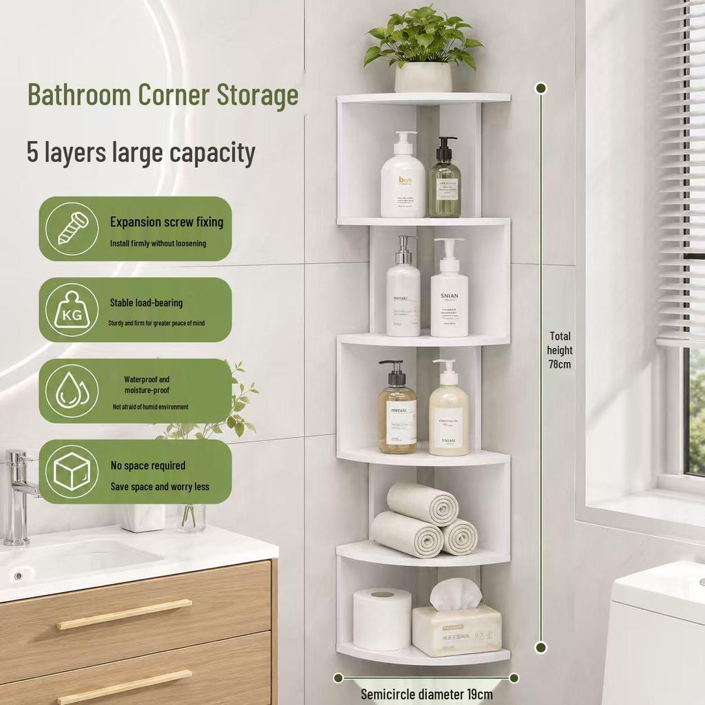 Wall-Mounted Triangular Corner Shelf Rack - Multi-Layer Kitchen Storage Bookshelf