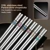 HOT Japanese Anti-Slip Chopstick Stainless Metal Food Sticks Fast Food Noodles Sushi Chopsticks Dishwasher Safe Tableware Bar