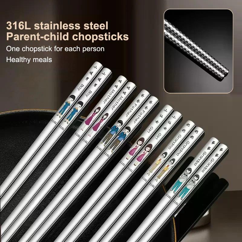 HOT Japanese Anti-Slip Chopstick Stainless Metal Food Sticks Fast Food Noodles Sushi Chopsticks Dishwasher Safe Tableware Bar