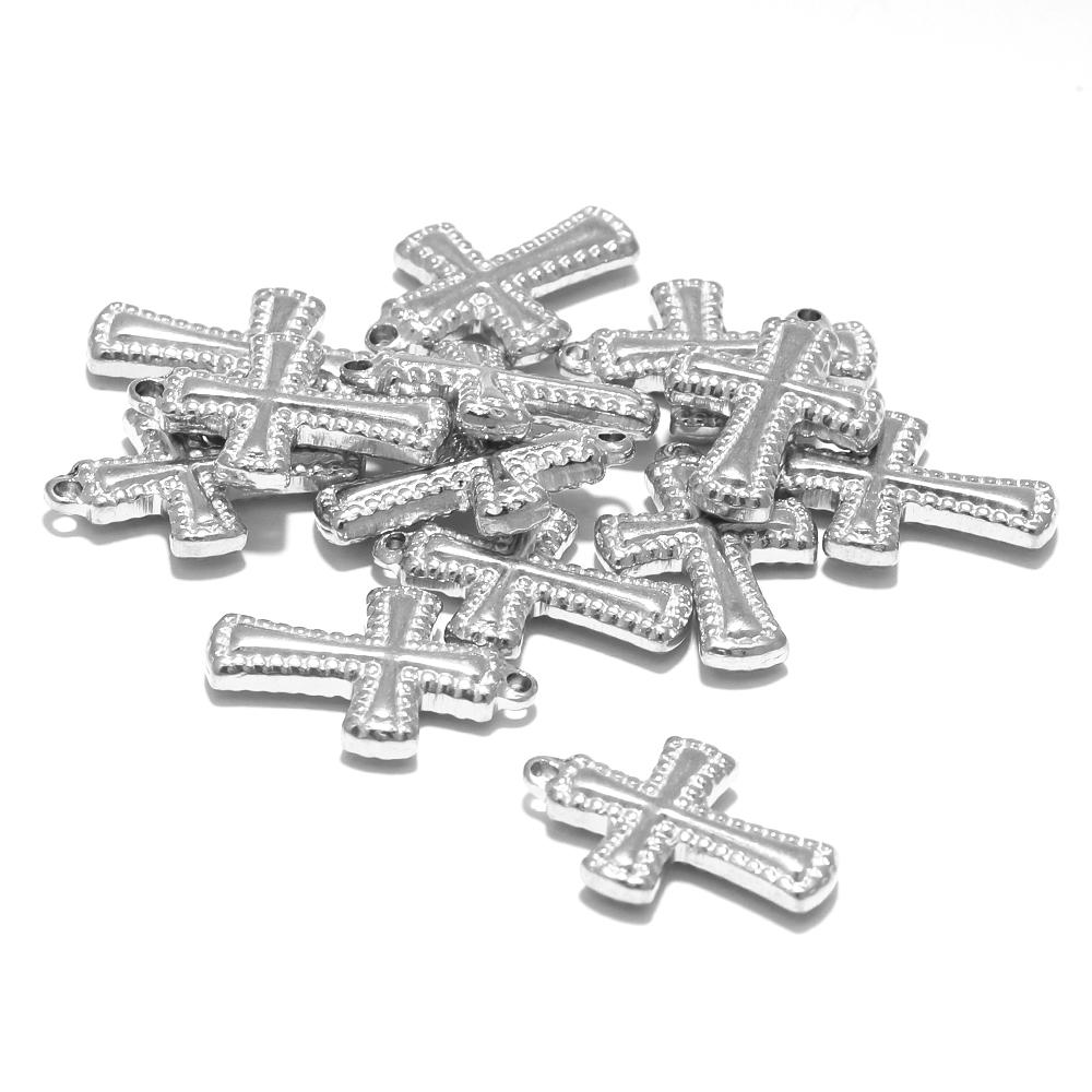 

5pcs Stainless Steel Casting Cross Charms DIY Religious Jewelry Pendant Vintage Necklace Making Chokers Findings Supplies
