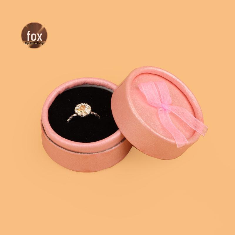 Small Bowknot Round Jewelry Box for Rings and Earrings