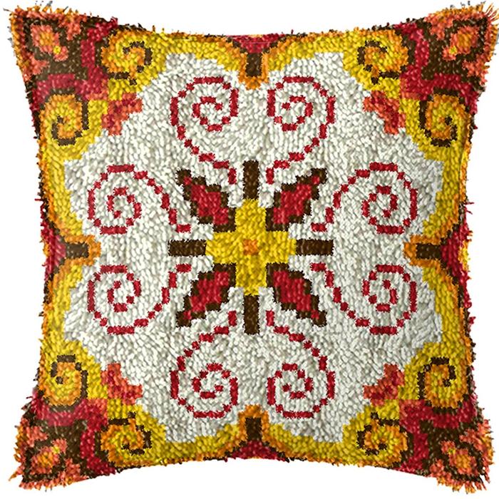 Geometric Abstract Latch Hook Pillow & Rug Kit DIY Section Embroidery for Home Decor, Modern Gift