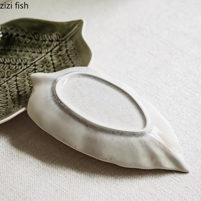 Ceramic Leaf Dining Plate Fish Dish Serving Plates Western Style Steak Plate Sushi Plates Sting Disc Fruit Bowl Dessert Bowl