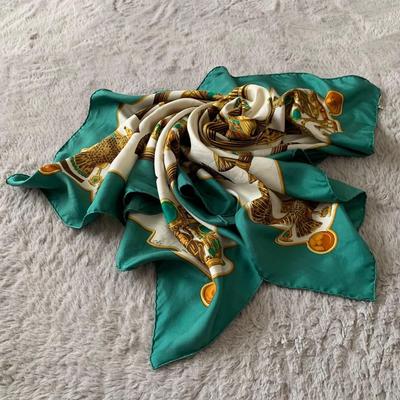 Used Hermes Carre90 Scarf Egypt Caty Green Silk