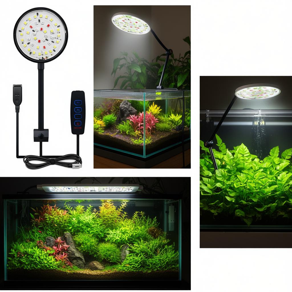 360 ° Rotation Adjustment Imitation Sunlight LED Fish Tank Clip Light High Brightness Energy-saving USB Water Grass Light