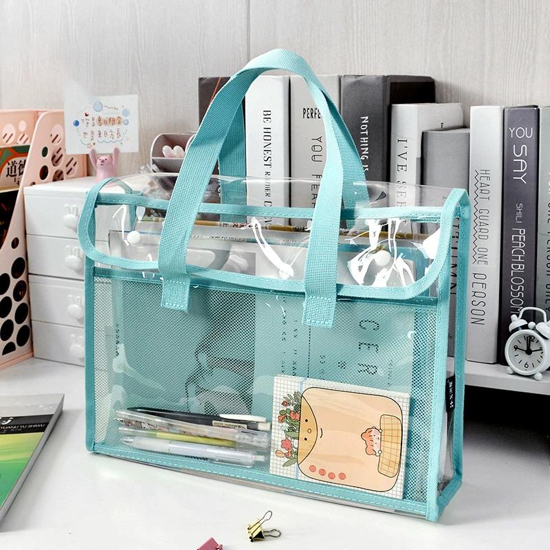 PVC Clear Blue Tote Bag: Transparent Storage Bag for Office Supplies & Daily Essentials United States
