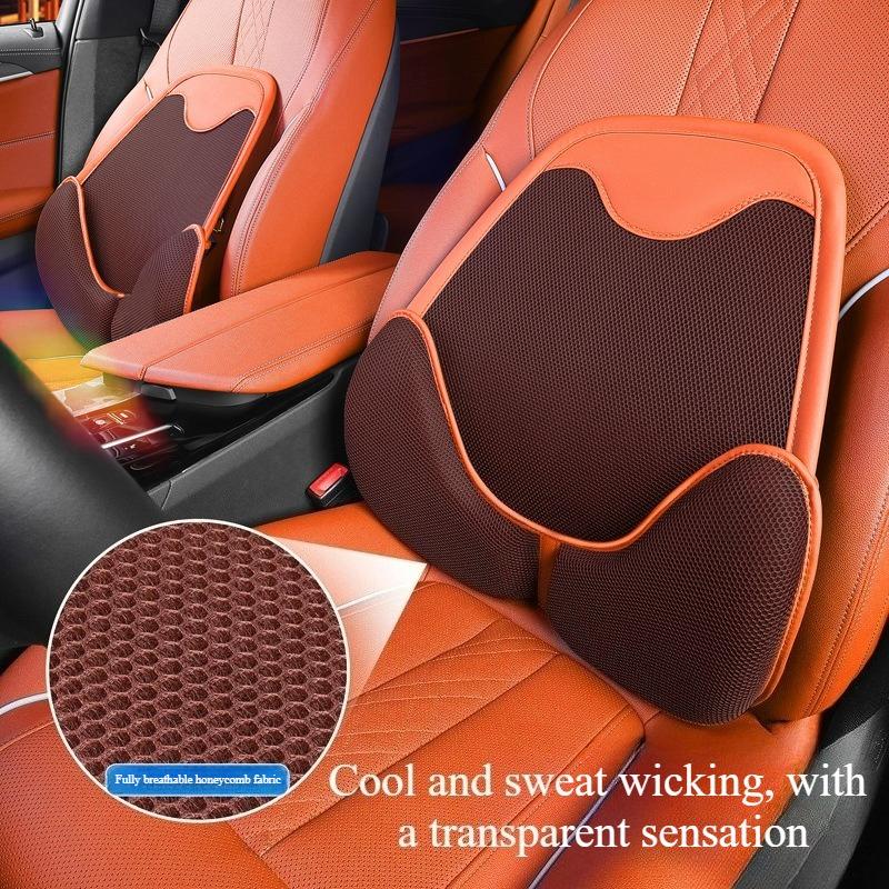 Summer Ice Silk Car Seat Cushion Universal Four Seasons Driver Waist Support Memory Cotton Ventilated Comfort Pad