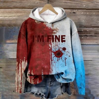 Wiosna Jesień Europa i Ameryka Moda Męska Bluza z Kapturem Krwawy Graficzny Druk 3D Bluzy Casualowa Bluza Damska Oversize Top Odzież