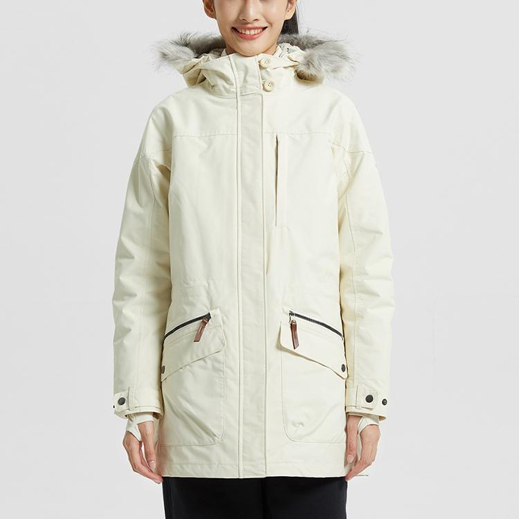 Columbia Omni-Heat Solid Waterproof Hooded Three-In-One Detachable Cotton Liner Breathable Lightweight Jacket Women Jackets White WR0004-191