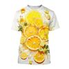 Summer Round Neck 3D Fruit Lemon Pattern Print Top Fashionable Casual Short Sleeved Men's and Women's Unisex T-shirts