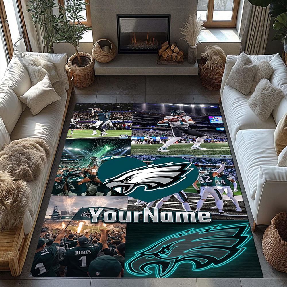 Philadelphia Eagles Customize Text Carpet Perfect For Outdoor Dormitory Dining Room Balcony Antislip Rug Anime Office Decor Best For Christmas