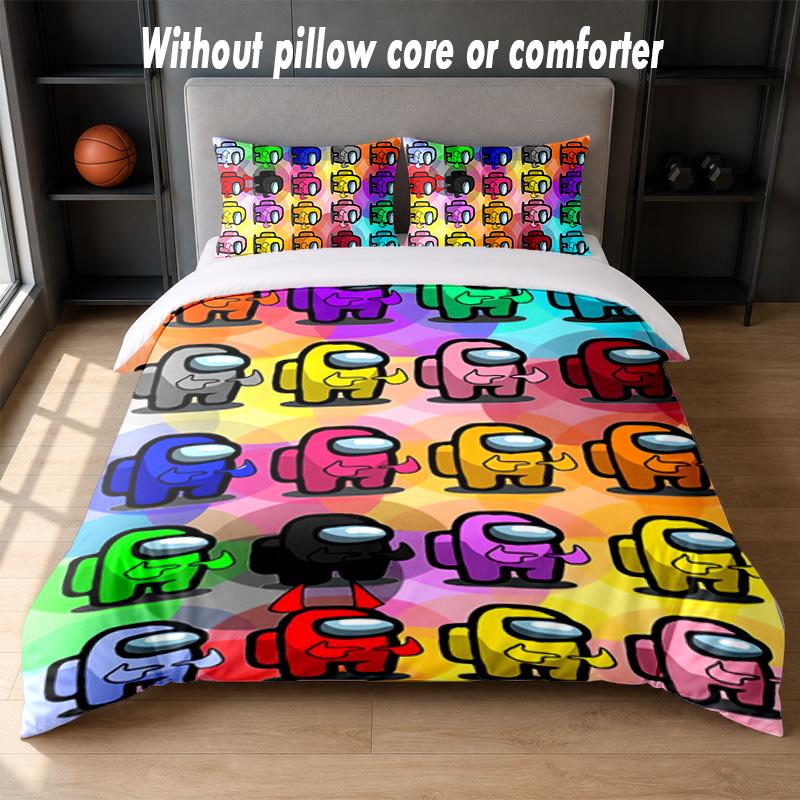 Among Us Design Bed Bedding Set 1 Duvet Cover + 2 Pillowcases Soft Breathable Household Bed Linens