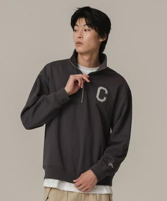 C Logo Half Zip Sweatshirt Charcoal