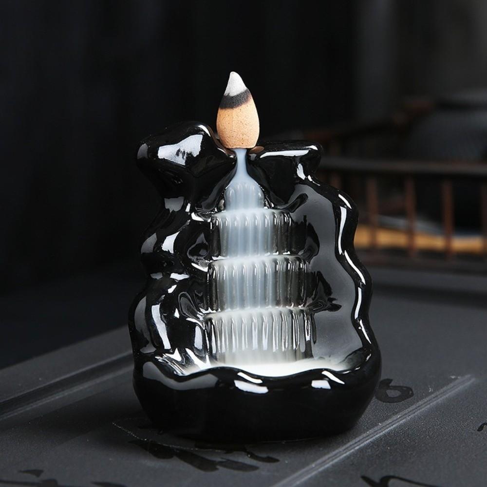 Mini Ceramic Censer Zen Decor Lotus Tower Burner Creative Backflow Incense Burner  Meditation