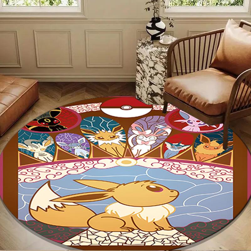 Cute Pika Adventure Round Rug for Livingroom,Bedroom, Palyroom, Chair Rug, Area Rug, Circle Carpet, Large Size Fan Christmas Gift