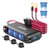 Zigarettenanzünder-Verteiler, T-Stück, Voltmeter, USB-Ladegerät, USB-C, 12V, 24V, AMIO-03782