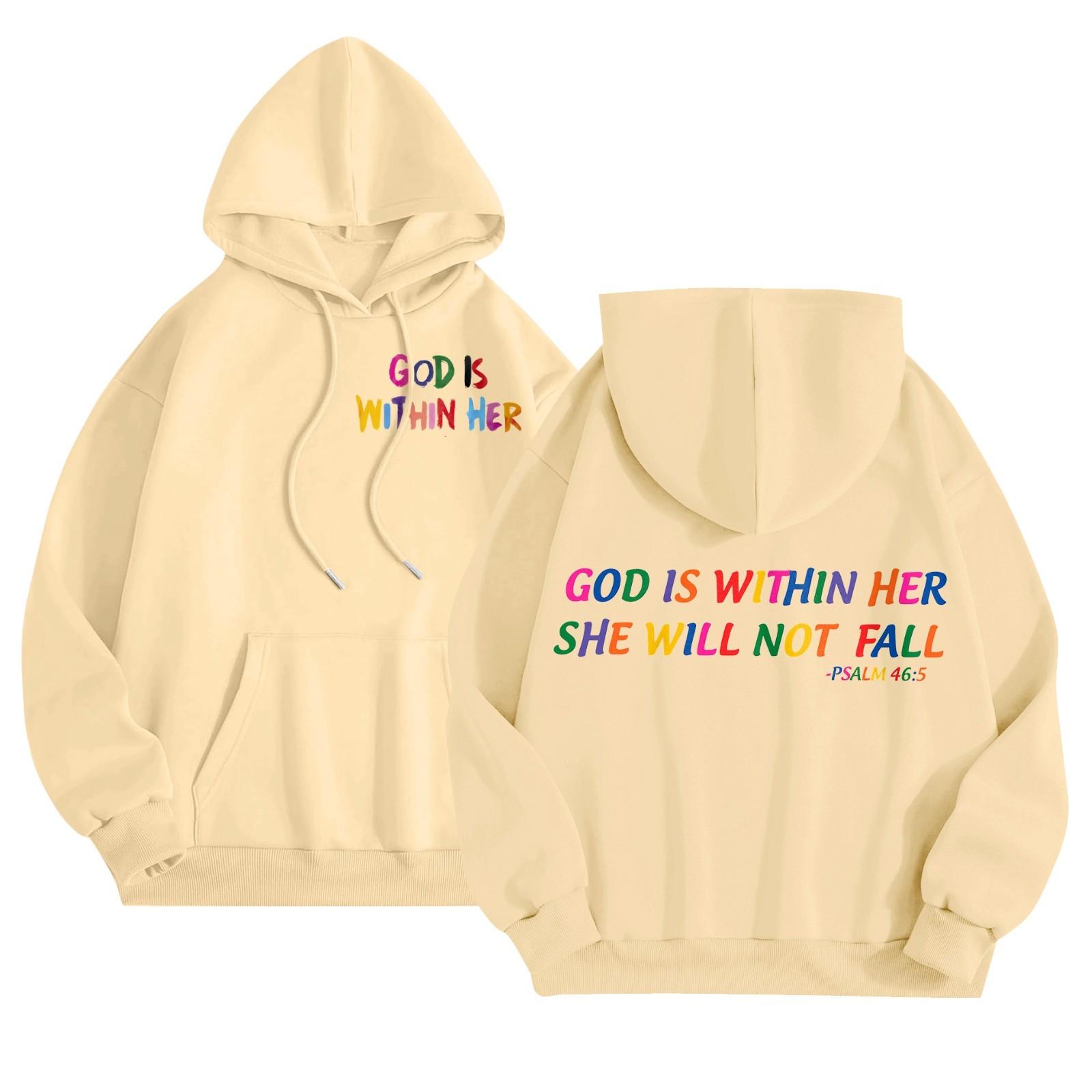 Женская повседневная удобная плюшевая кофта с длинным рукавом и свободным воротом с принтом L бежевый 1737₽