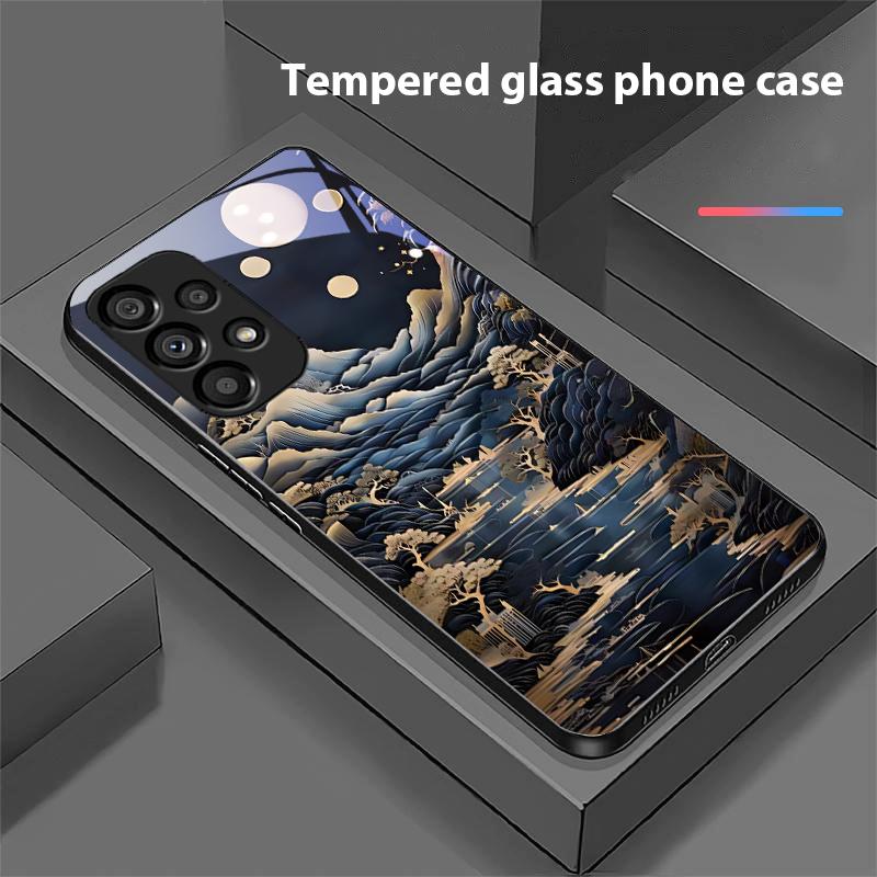 Jubao Basin Water For Samsung Galaxy S10 20 Plus 21 FE 22 23 24 FE 25 Ultra Black Tempered Glass Phone Case Hard Shell