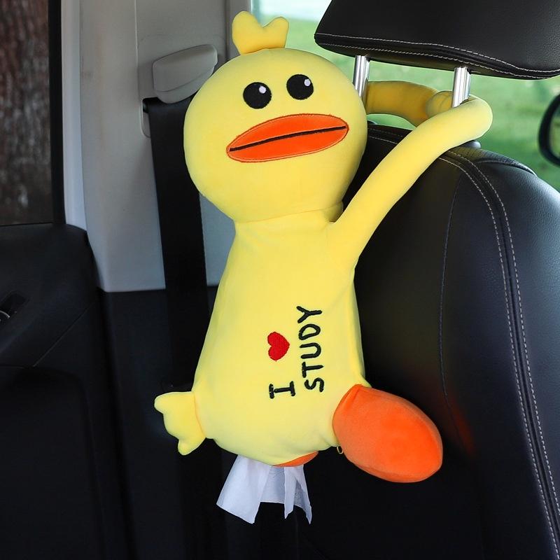 Cartoon Animal Car Tissue Box Plush Material Backseat Hanging Cute Design Duck
