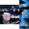 Ring Stone With Pink Zircon Luxury Finger Ring Bride Wedding Couple