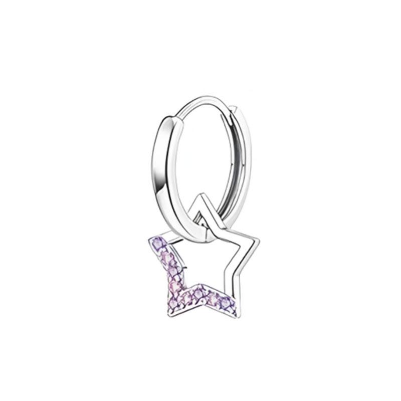 A pair of hypoallergenic screw earrings for women, featuring a set of zircon butterfly and star pendant earrings