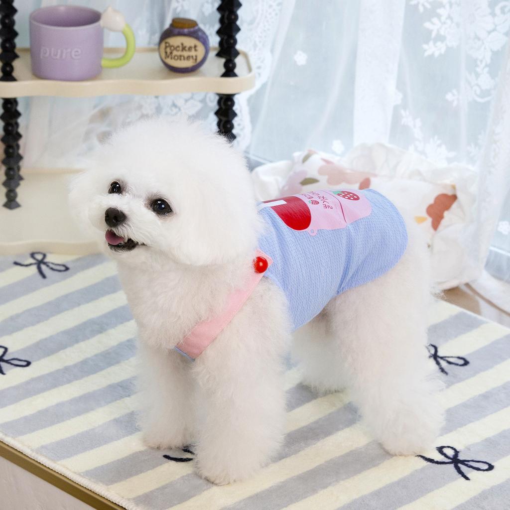 Spring small teddy dog, ragdoll cat, puppy clothes, hairless cat fruit printing polyester fabric pet clothes