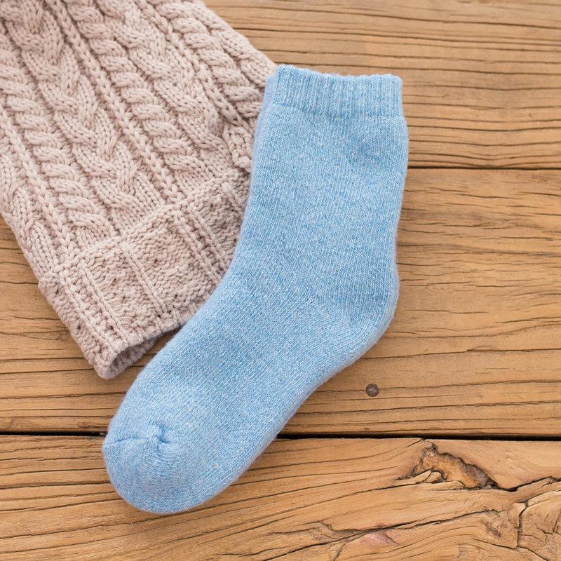Unisex Thick Wool Terry Socks: Large Size, Warm, Mid-Tube, Solid Colors, Plus Velvet for Autumn and Winter