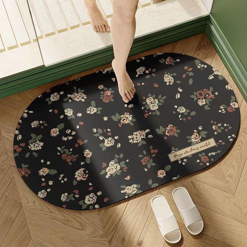 Clearance Home American Retro Diatom Mud Floor Mat Carpet Home Entry Toilet Rub Foot Absorbent Mat Entrance Kitchen