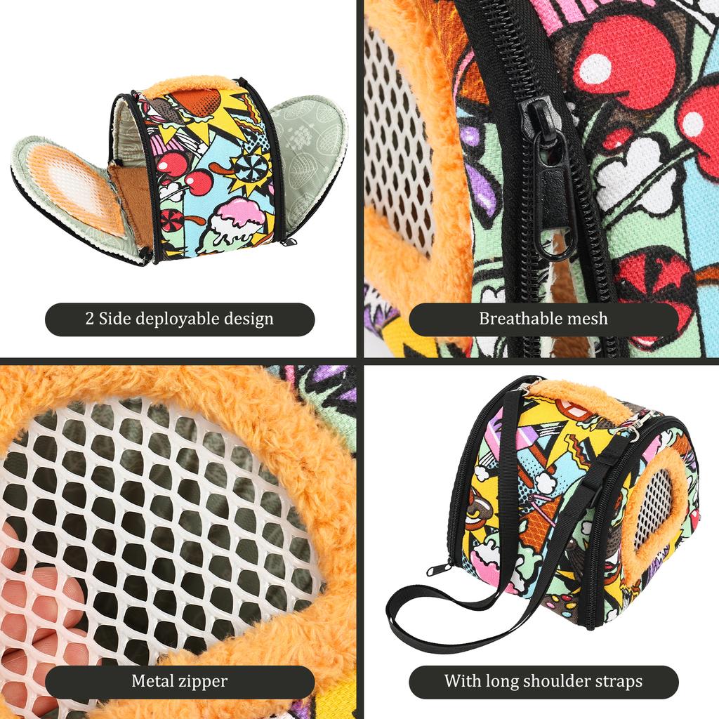 Hamster Carrier Bag Portable Small Pet Backpack with Removable Strap & Mesh Window Lizard Chinchilla Travel Handbag Pet Supplies