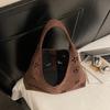 Floral Cutout Suede Hobo Bag with Open Top Design Large Capacity Fashion Shoulder Bag