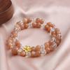 New Chinese Sunstone White Crystal Double Ring Bracelet with Flowers Dopamine