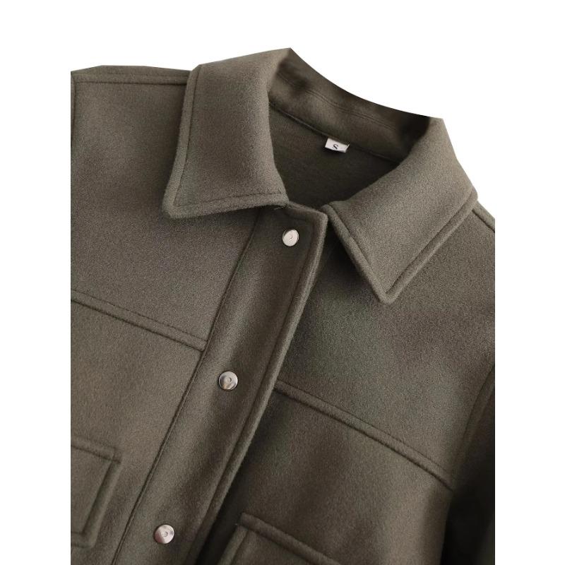 Women Jackets Button Down Turndown Collar Jacket with Pockets Bomber Coats Autumn Winter Women Solid Coat Streetwear Casual Female Outerwear Chic Tops