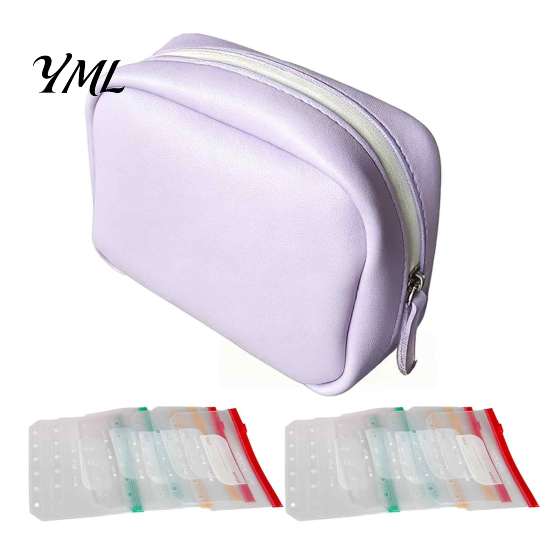 Portable Medication Case for Travel A8 Waterproof Pill Organizer with 7/14 Zippered Pouches, Small Pouch PU Leather Storage Travel, Loose Leaf Binder,