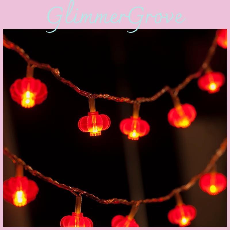 Lucky Character Led String Lights Home Decoration Small Red Lanterns Holiday For