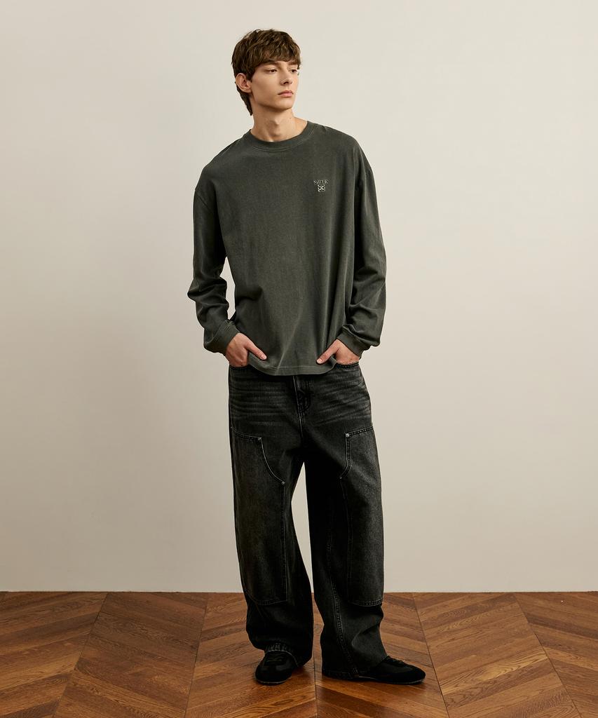 SATUR Double Knee Carpenter Denim Pants Black