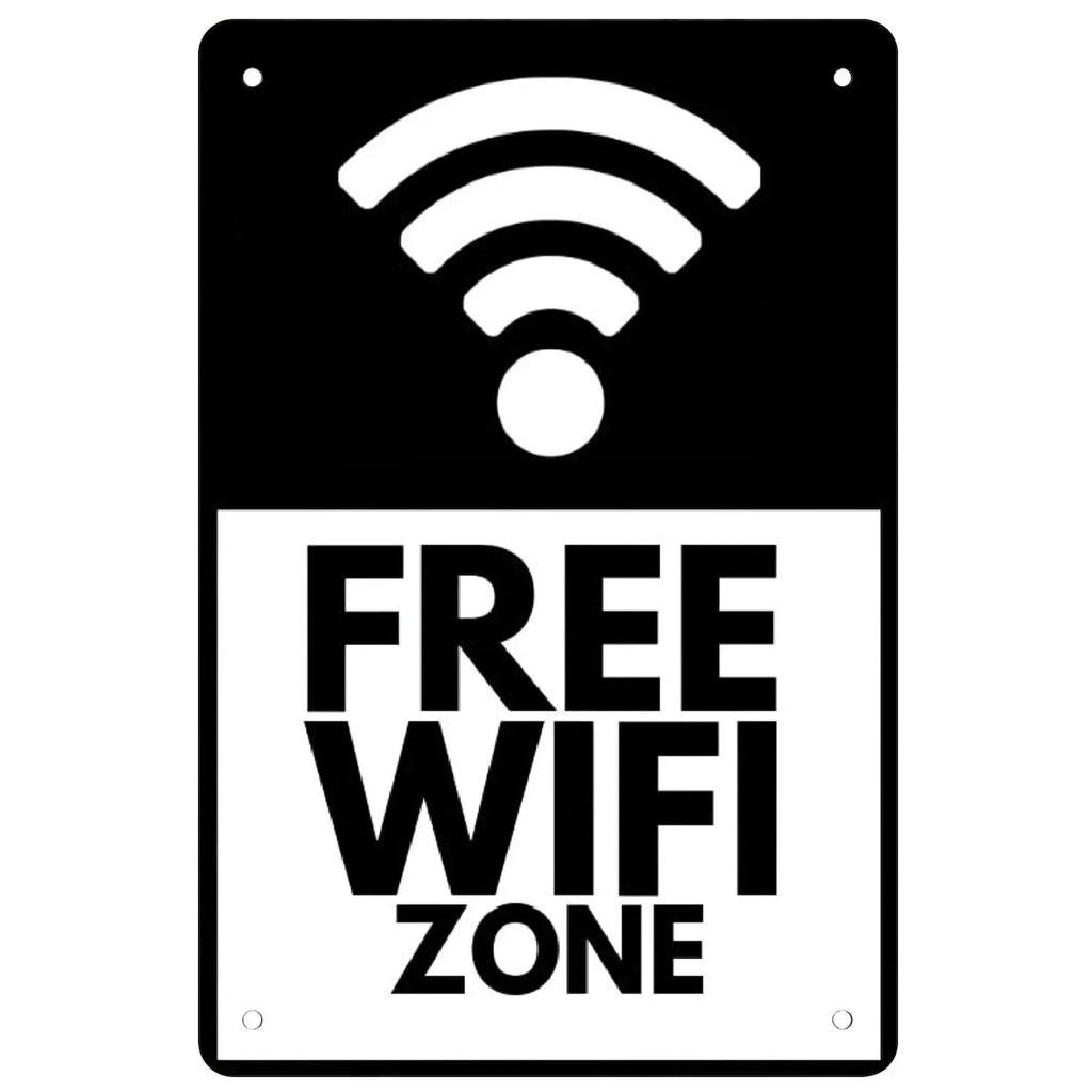 Vintage Free Wifi Metal Tin Sign Retro Warning Plaque for Home Cafe Restaurant Bar Club and Washing Room Decor
