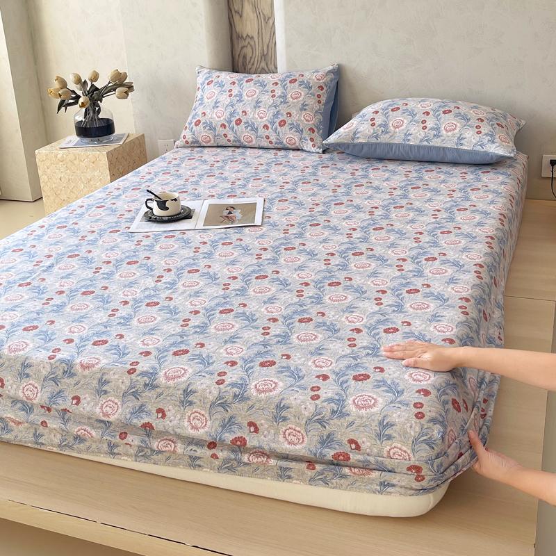 New printed single-piece fitted sheet three-piece set, washable mattress protective cover, all-inclusive mattress and pillowcase