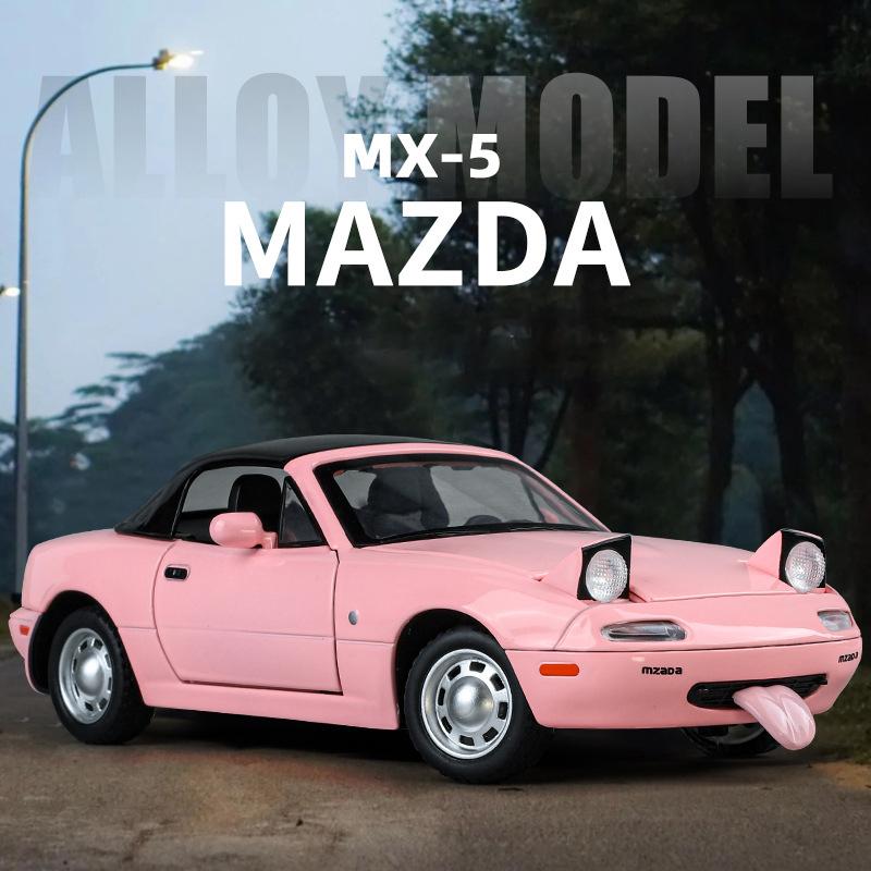 1/24 Mazda MX5 Legierung Automodell Sound und Licht Pull Back Kinderspielzeug Sammlerstücke Geburtstagsgeschenk