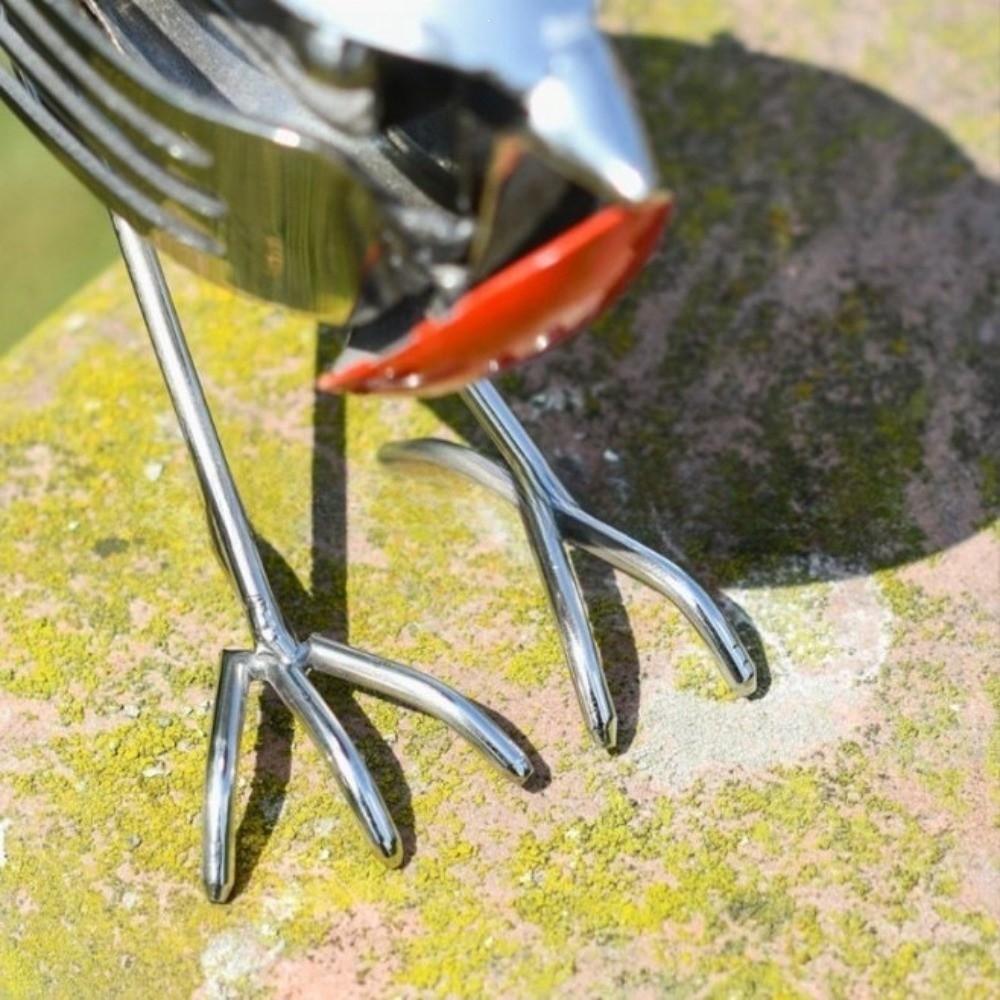 Statua di Uccello in Rottame Ecologica Statuetta Artistica di Uccello Rosso Rustico Decorazione da Giardino