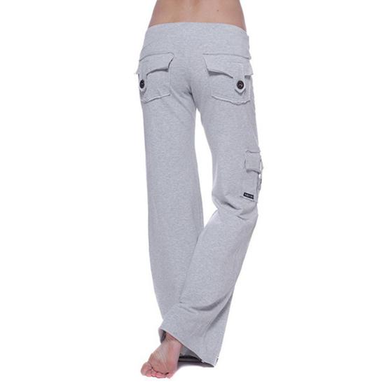 Women Cargo Pants Solid Color Multi-Pocket Loose Casual Sweatpants Solid Color Wide Leg