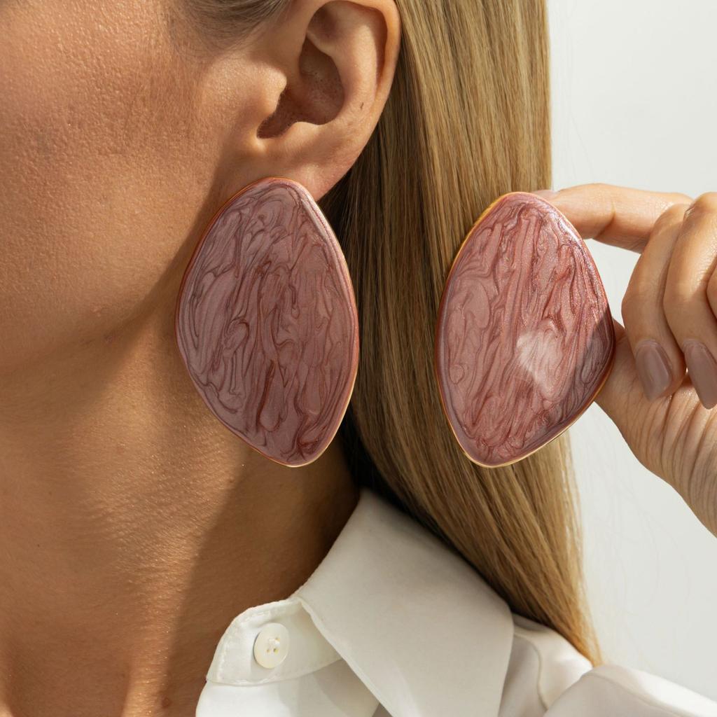 Hong Kong Style Retro Oil Drop Alloy Geometric Earrings Commuting Versatile Multi-color Triangle Earrings for Women