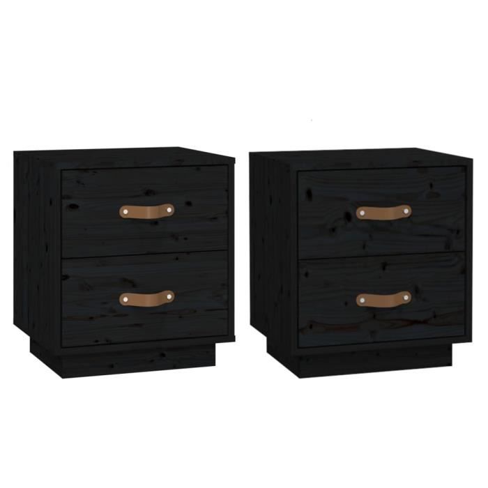 VidaXL Tables de chevet 2 pcs Noir 40x34x45 cm Bois de pin massif818334