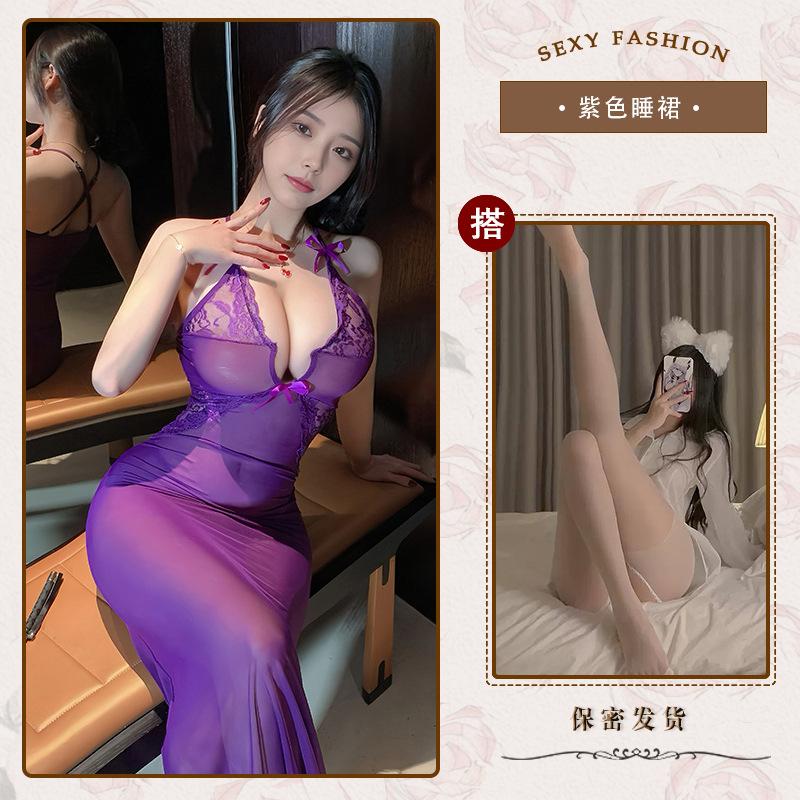 Sexy long dress sexy underwear perspective lace dress night club OL professional uniform nightclub tight