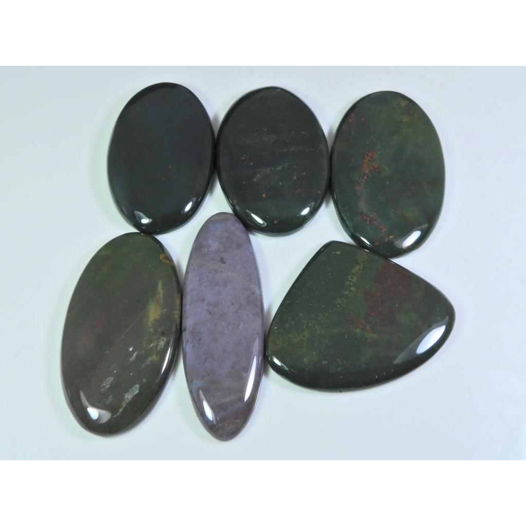 06Pcs Natural Blood Red Bloodstone Oval Cabochon Loose Gemstone Lot 429Cts. A-751